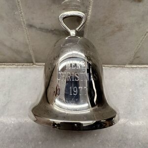 Vintage Reed & Barton Engraved Merry Christmas 1977 Silver Bell or Ornament